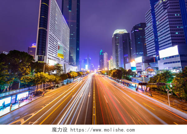 紫色天空深圳市市中心城市夜景景观